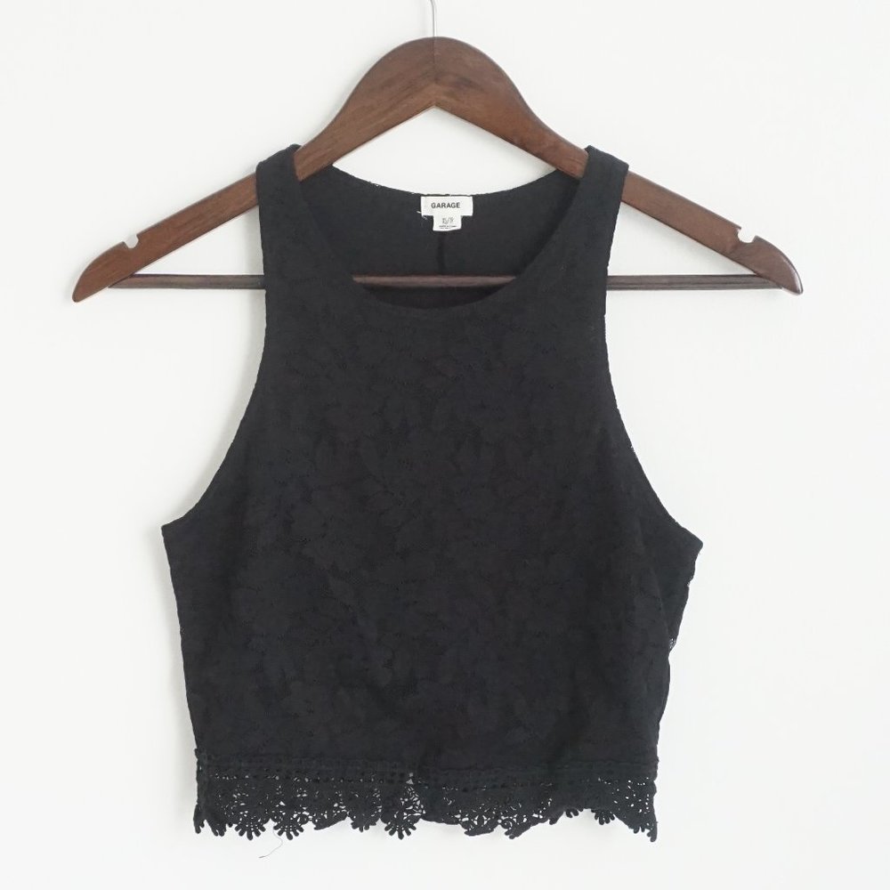 Black Lacy Crop Top Tank
